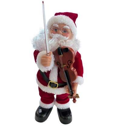 Vintage Animated Santa With Violin Santa Suit Does Not Work 11”