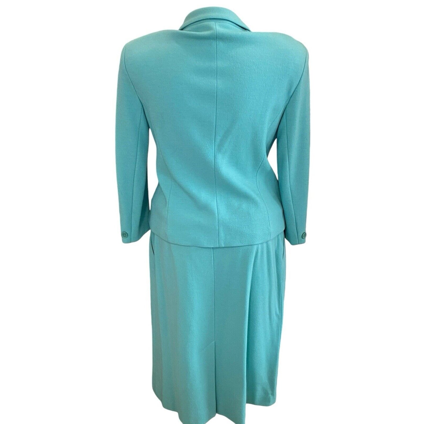 Bleyle Virgin Felted Wool Suit Set Blazer Turquoise Classic Size 18 Skirt 14 Top