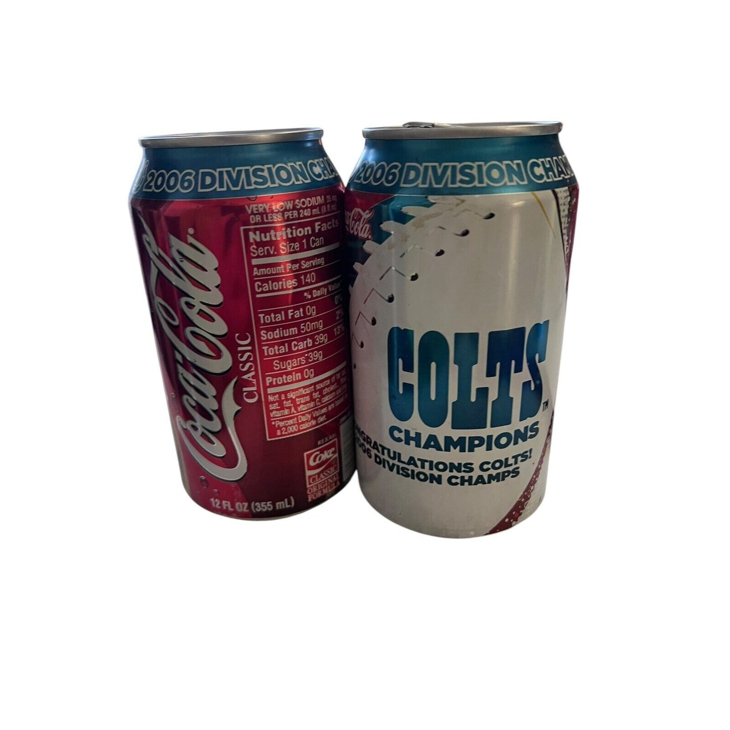 Coke Can 2006 Colts Division Champions Collectors Can Coca Cola Set Of Two