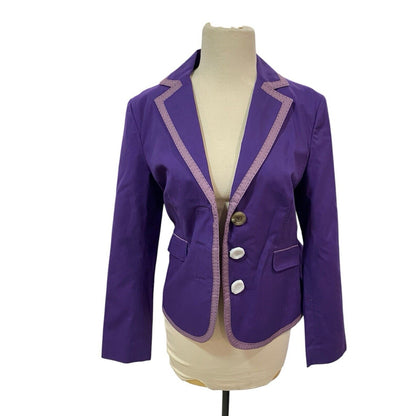 NWT Boden Single Breasted Three Button Classic Blazer Purple Willy Wonka Jacket