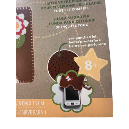 Dimensions Feltwork Fun Phone Case Cover Felt Embroidery Kit Kid Craft Brown Flo