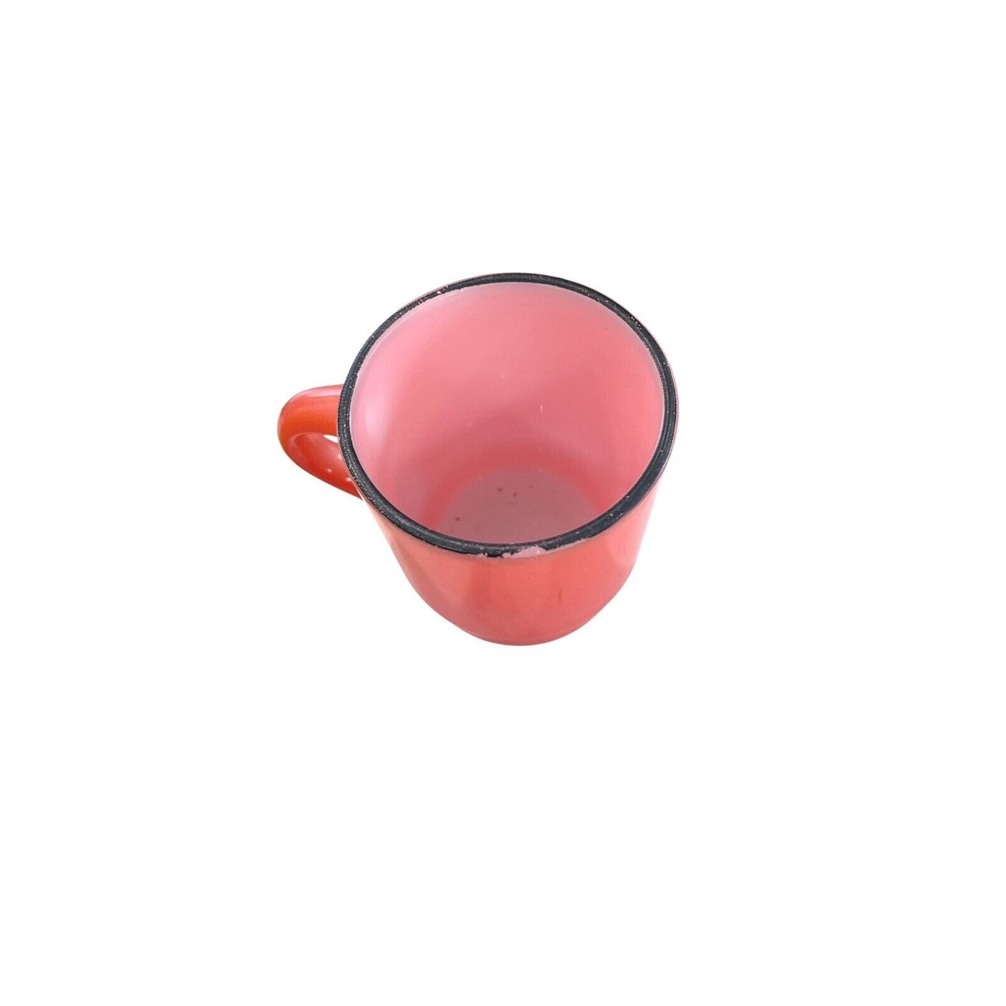 2 VTG Anchor Hocking Fire King Stacking Coffee Tea Cup Mug Black Rim Yellow Red