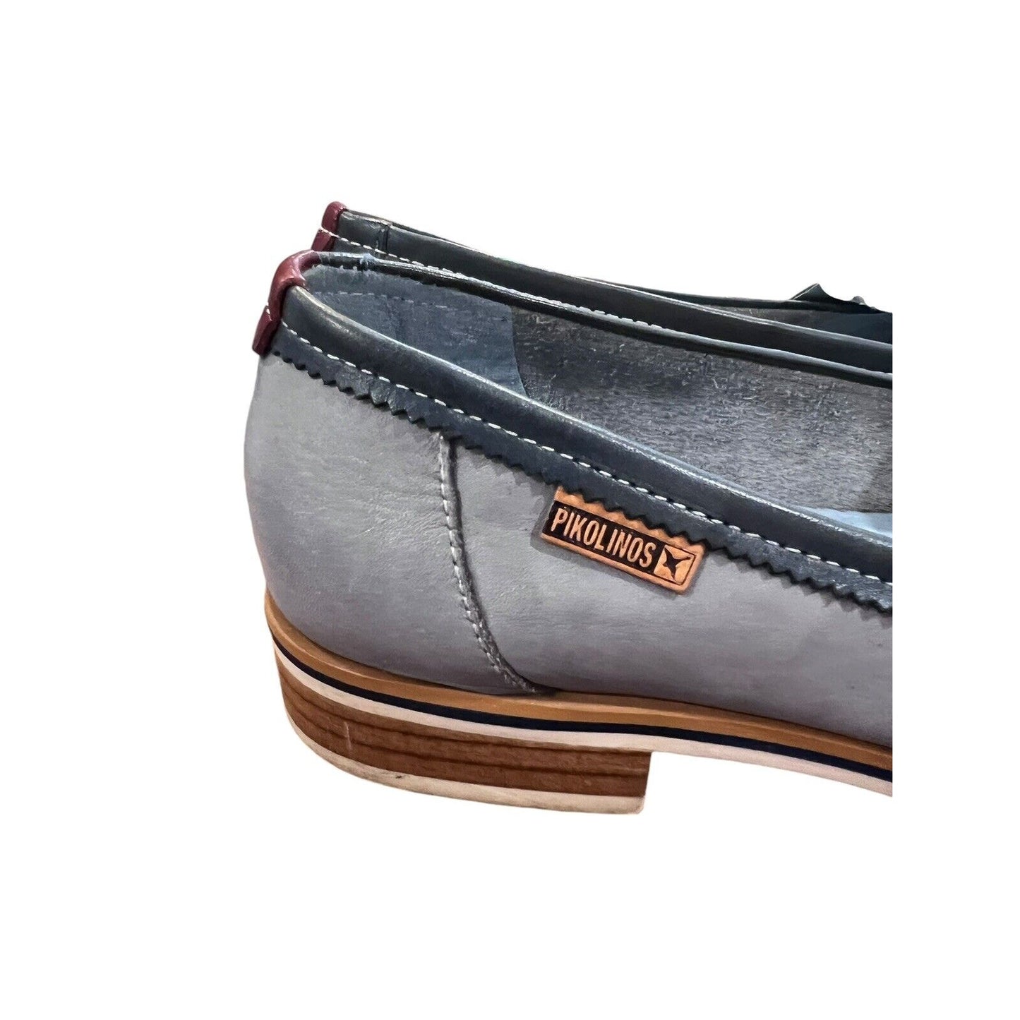 Size 6.5 7 (37) Women's Pikolinos Henares Loafer Blue Cream Tassel EUC