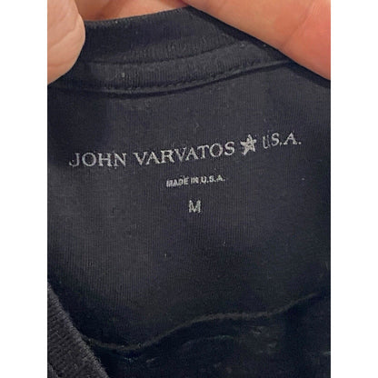 Medium John Varvatos Star USA Mens Freedom Peace Graphic Crewneck Tee Black