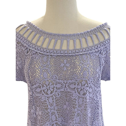 Size Small Free People Holy Mountain Lilac Open Knit Crochet Dress Lined
