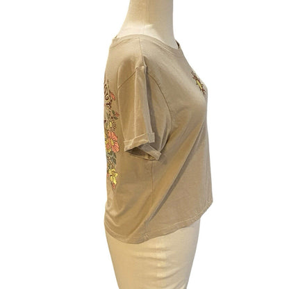 Size S Vibe N' Sun Surf Hippie Shirt Graphic Women's Cropped Short Sleeve Trippy