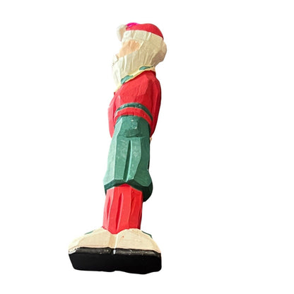 Santa Claus Golf Carved Wood Christmas Ornament Holiday Primitive Painted