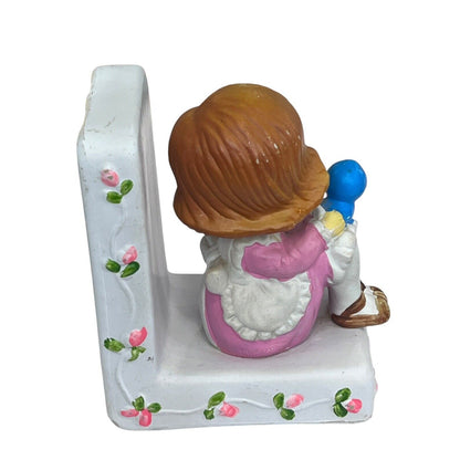 Vtg Kitsch 1970 Girl Bird Plastic Book End Hong Kong ONE SIDE ONLY