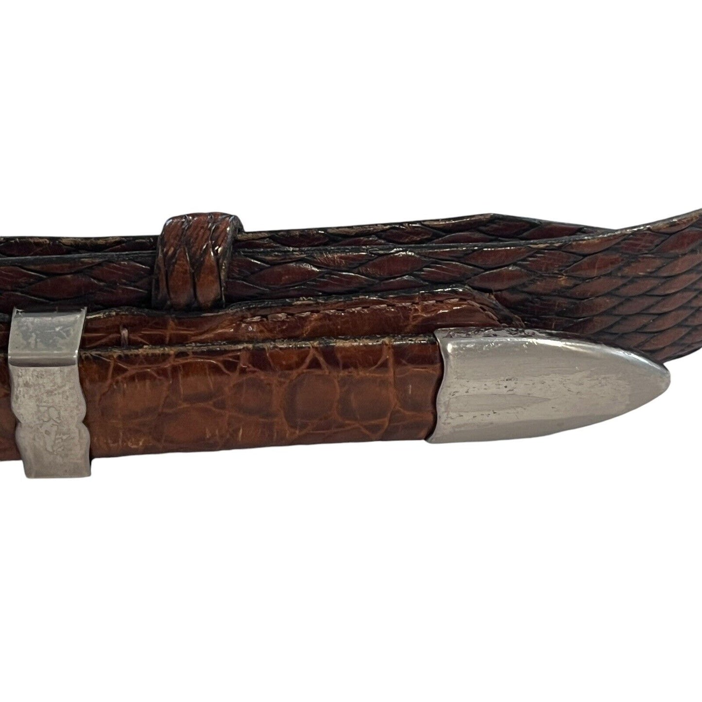 Size 38 Vintage Tulliani Mens Buckle Belt 1" Italian Calfskin 3127 Brown Texture