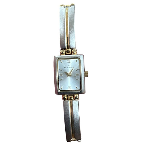 Anne Klein Watch Women Matte Silver Gold Two Tone New Battery 6.5”