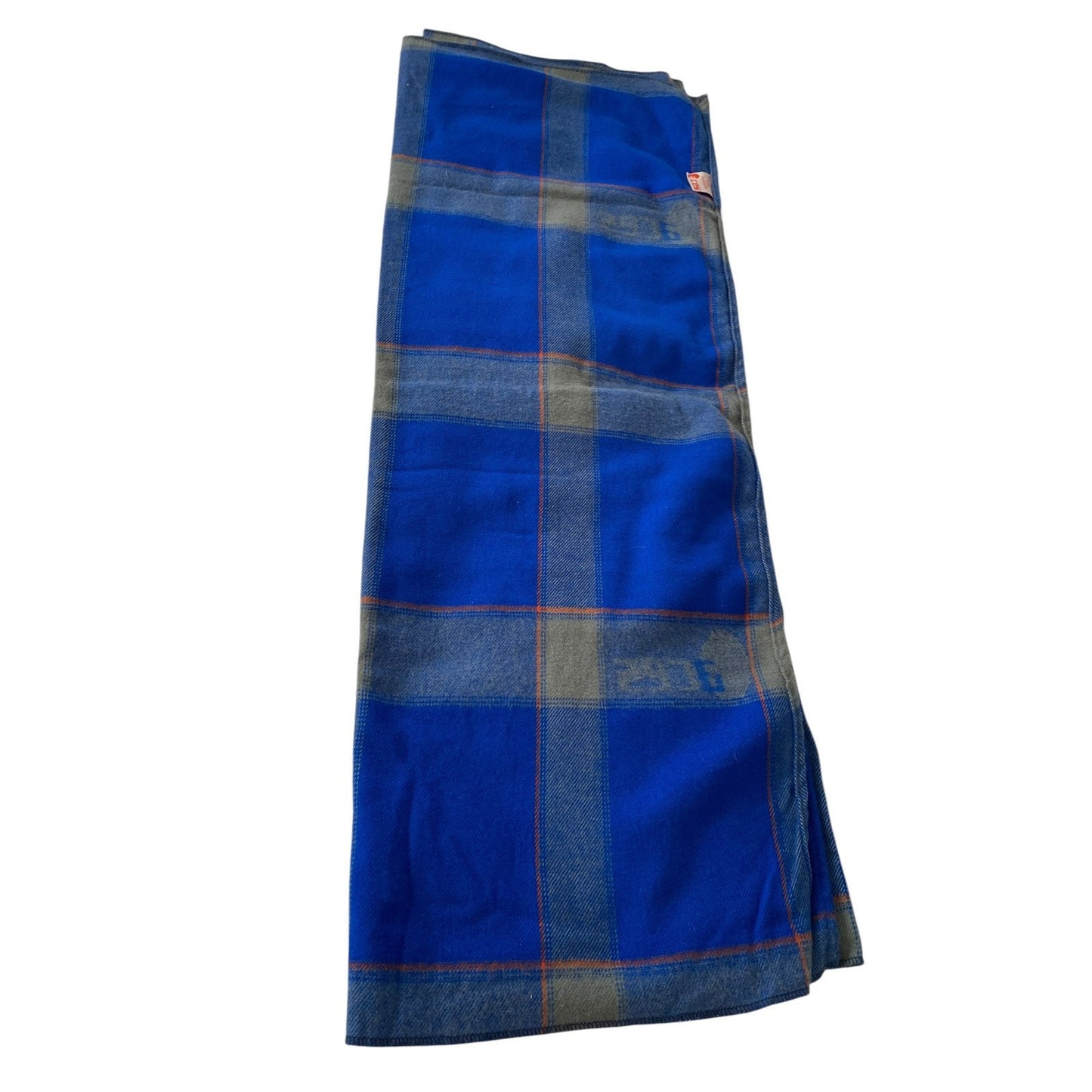 Aces Airline Blanket Wool Blue Plaid Made In Colombia Vintage 60”x40”