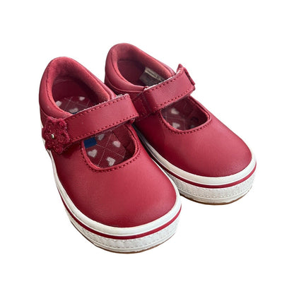 Size 4.5 Keds ELLA Red Leather Round Toe Mary Jane Shoes Toddler Holiday