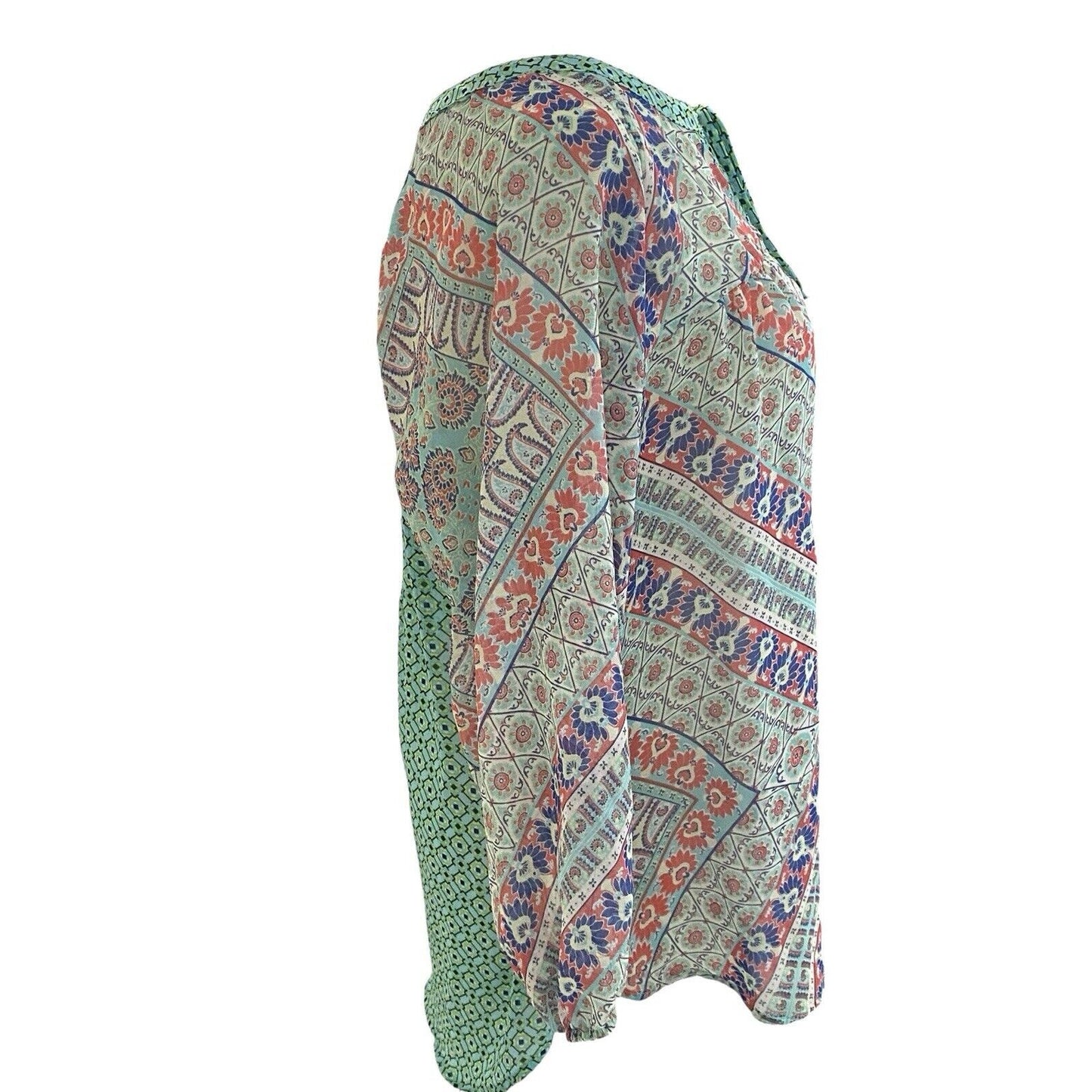 Size M Anthropologie Fig and Flower Floral Lace Boho Peasant Top Blouse Shirt Tu