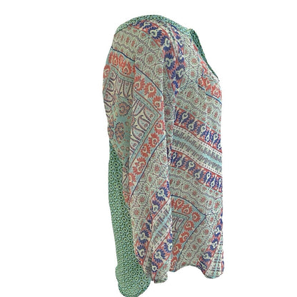 Size M Anthropologie Fig and Flower Floral Lace Boho Peasant Top Blouse Shirt Tu