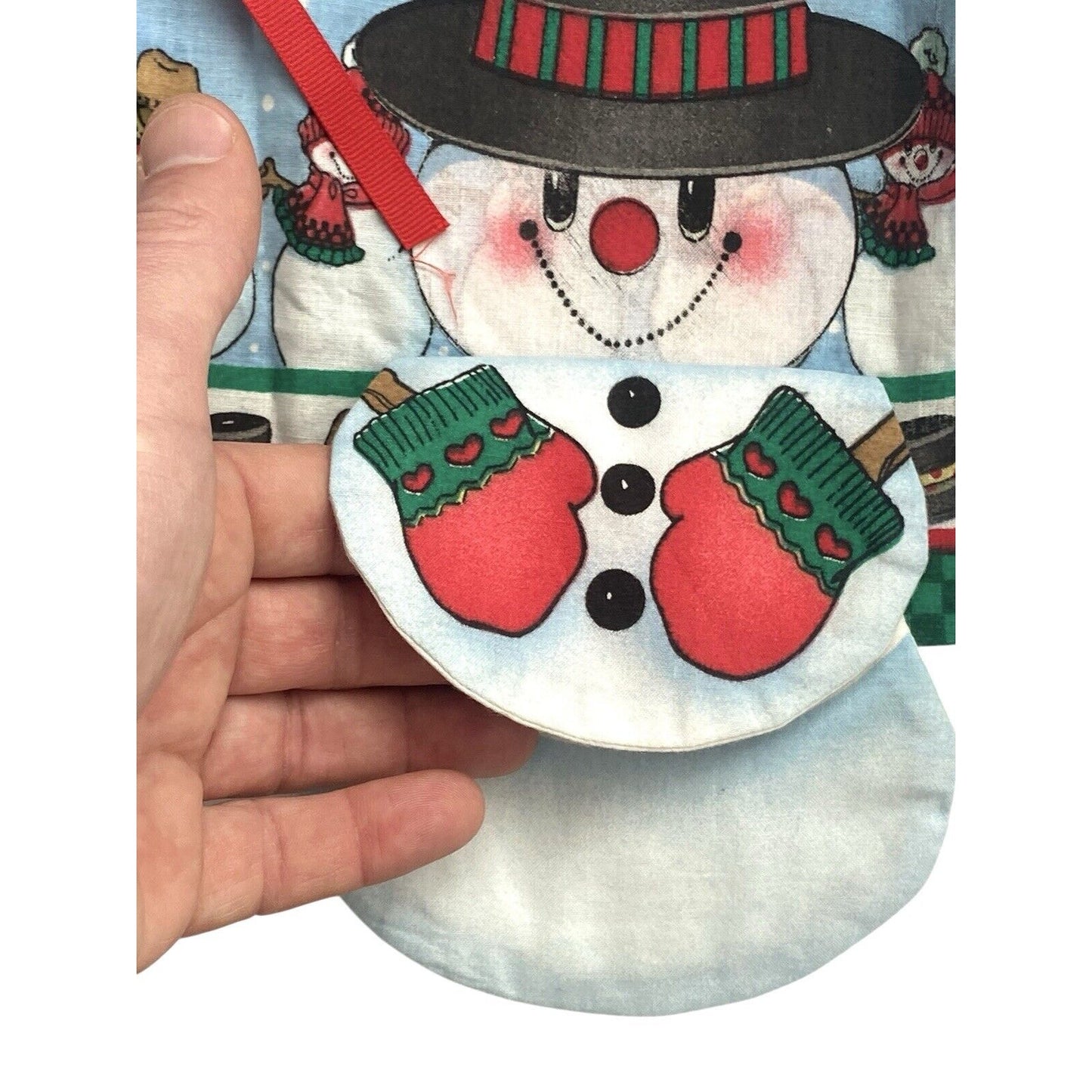 Vintage Handmade Snowman Holiday Christmas Vest Snowman Pocket Bows Kids