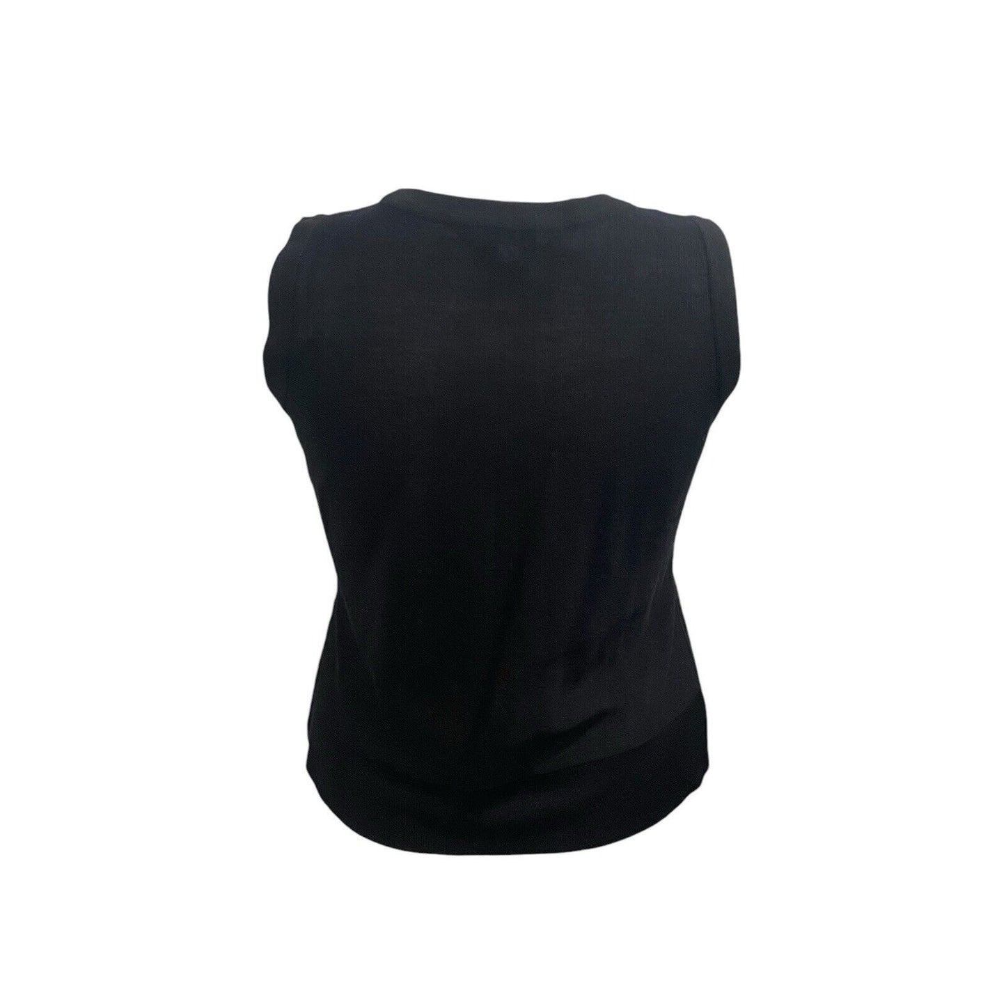 Exclusively Misook Black XL Petite Sleeveless Blouse Tank Band Design At Bottom