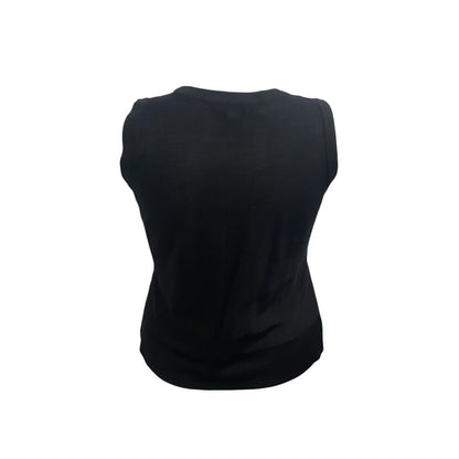 Exclusively Misook Black XL Petite Sleeveless Blouse Tank Band Design At Bottom