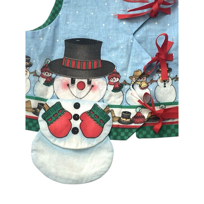 Vintage Handmade Snowman Holiday Christmas Vest Snowman Pocket Bows Kids
