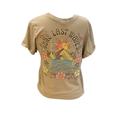 Size S Vibe N' Sun Surf Hippie Shirt Graphic Women's Cropped Short Sleeve Trippy