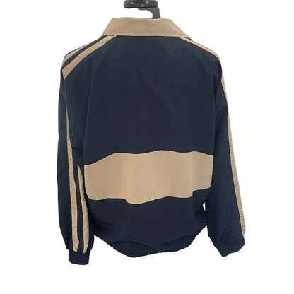 Vangelis Sports Wear Mens Windbreaker Size Large Full Zip Lined Blue Tan Jacket