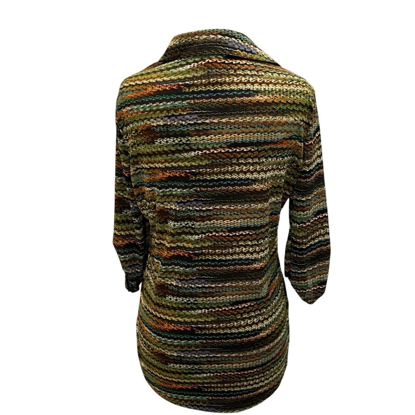 Size Small Peck & Peck Tunic Top Boho V-neck Collared Button Up Blouse NWT