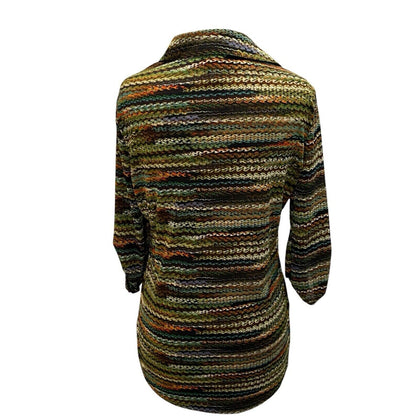 Size Small Peck & Peck Tunic Top Boho V-neck Collared Button Up Blouse NWT