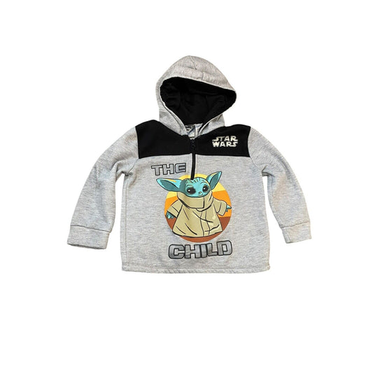 Size 5T Star Wars Mandalorian The Child Kids Long Sleeve Hoodie 1/4 Zip