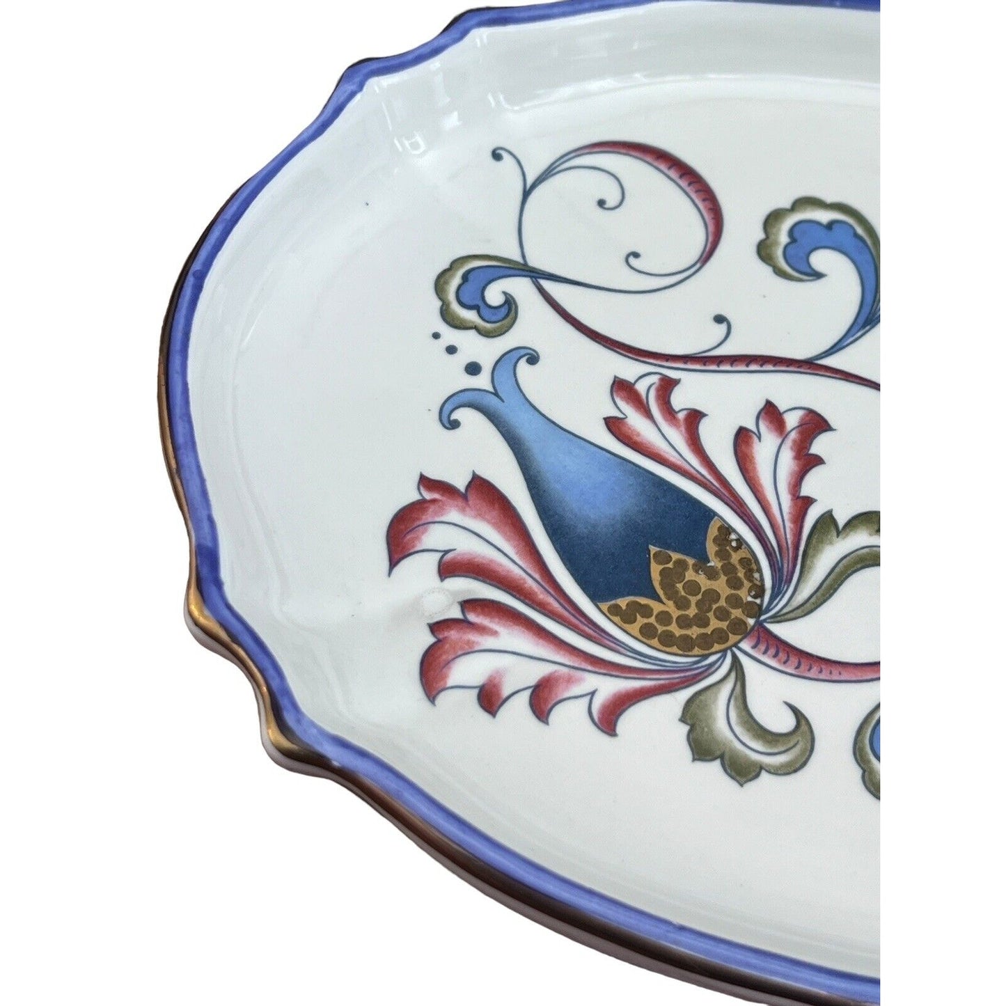 Italian Earthenware Floral Ceramic Glazed Handpainted Serving Dish Platter Italy