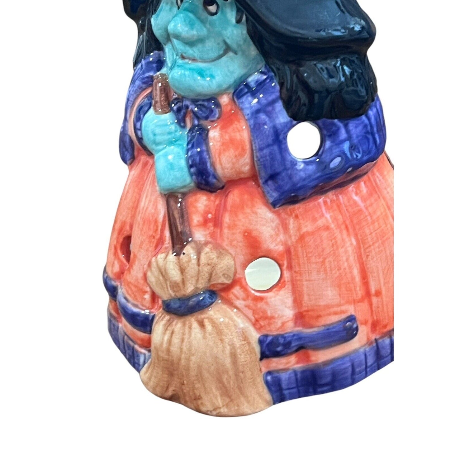 Ceramic Witch Hand Painted Tea Light Candle Holder Halloween Sharry Holiday