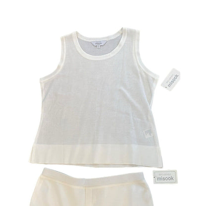 Exclusively Misook Jacket Pant 3 Piece Set NWT Size XL Cream Blue Green Stripe