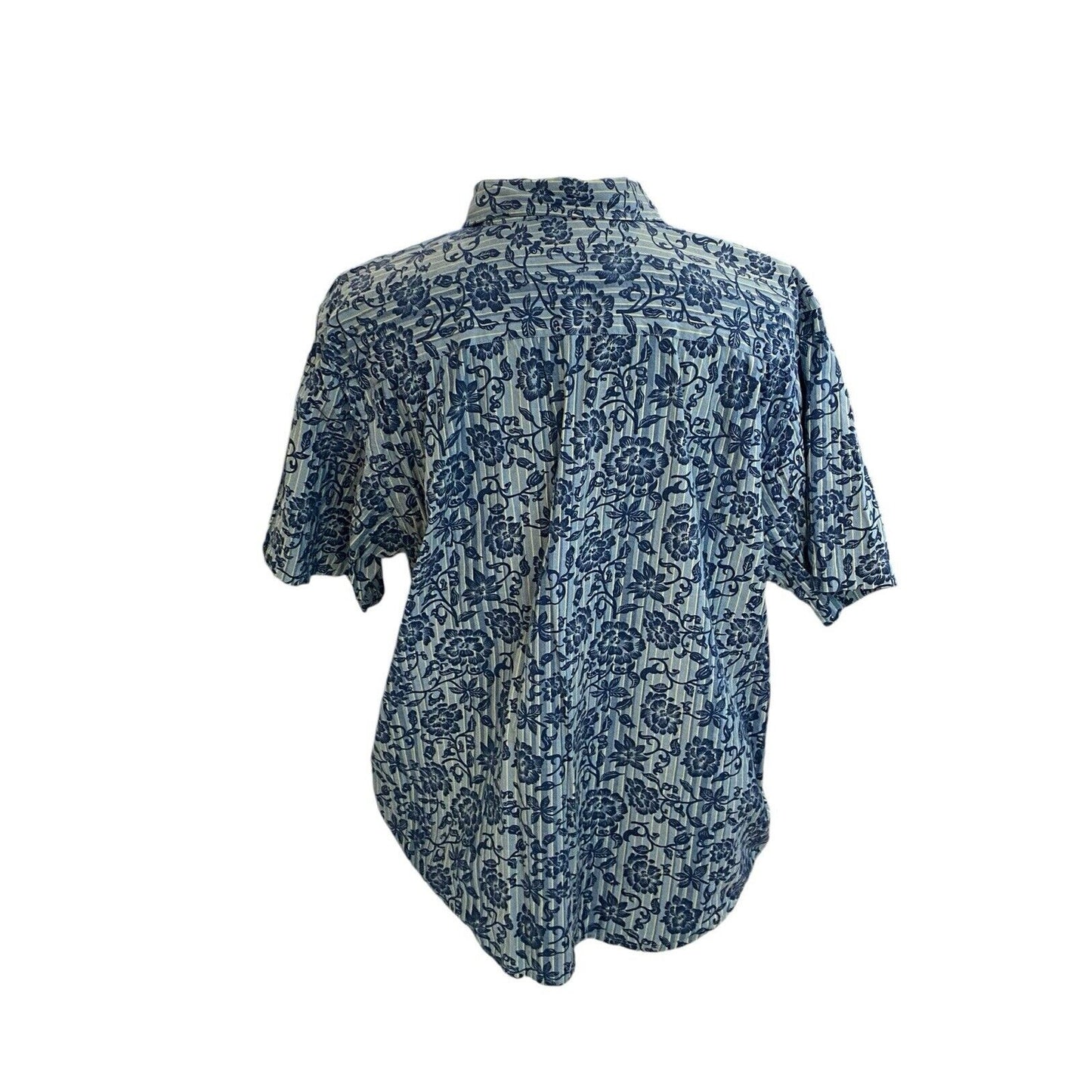 Size XL Nautica Blue Floral Men’s Shirt Short Sleeve Button Down Coastal Resort