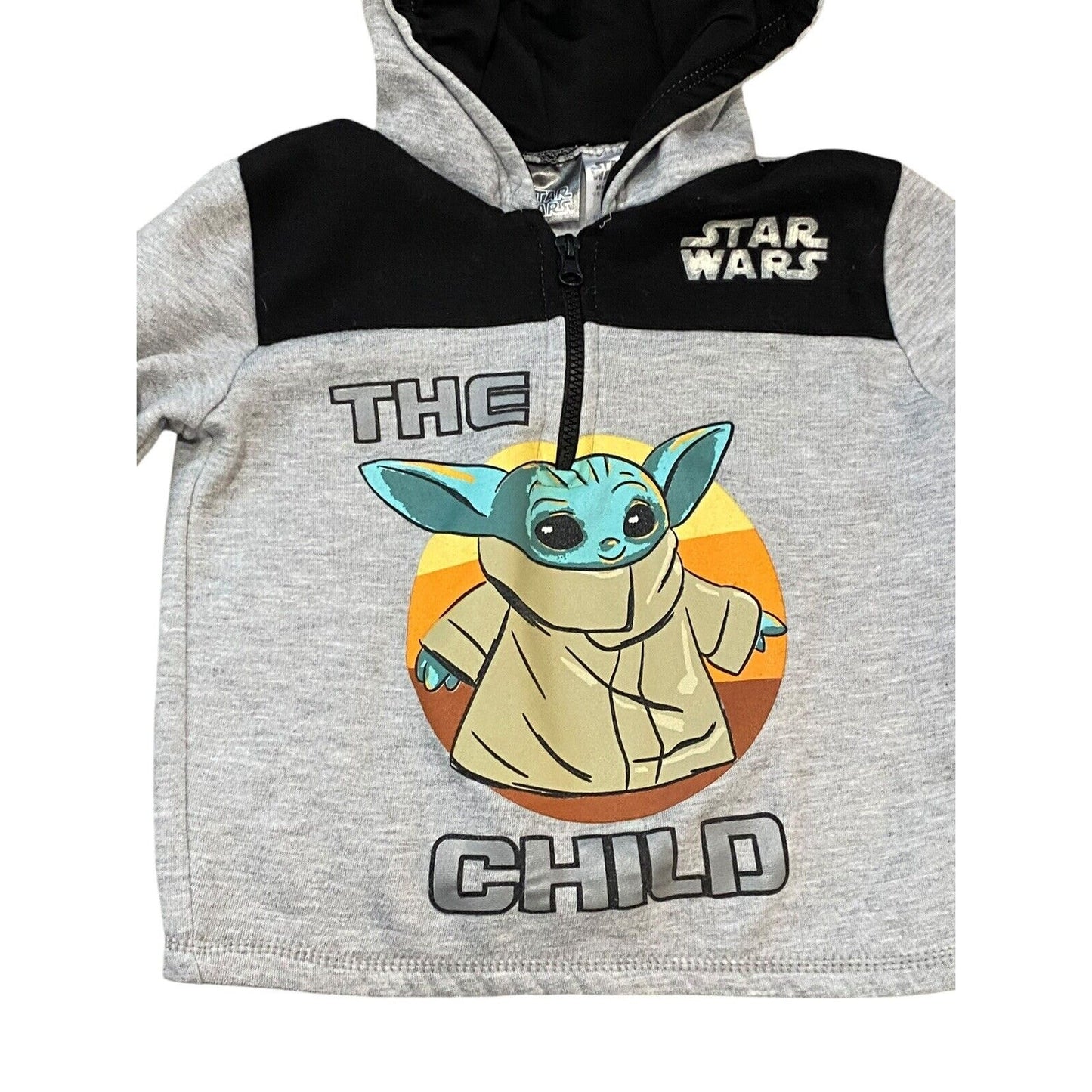 Size 5T Star Wars Mandalorian The Child Kids Long Sleeve Hoodie 1/4 Zip