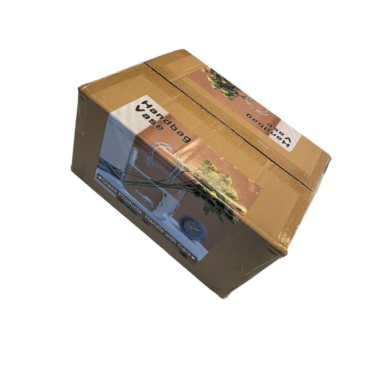 Glass Purse Vase Pocketbook Bag Clear Flower Handbag