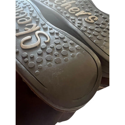 Skechers Leather Faux Fur Boots 8 Tone-Ups Brown Chunky Y2K Platforms Lugs