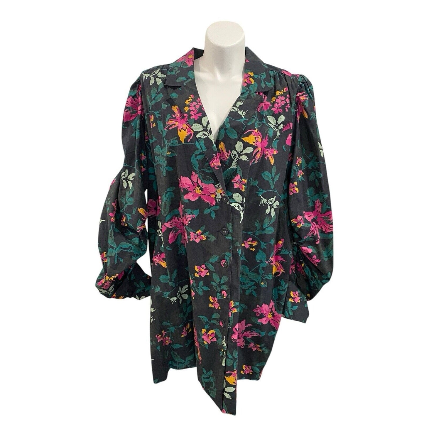 The Drop Blake Long Floral Button Down Jacket Dress Size 3X