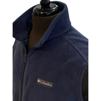 Columbia Vest Mens L Navy Full Zip Fleece Soft Blue Outdoors