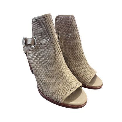 Frye Womens Woven Leather Slingback Open Toe Booties Boots Dani Lt Beige Size 9