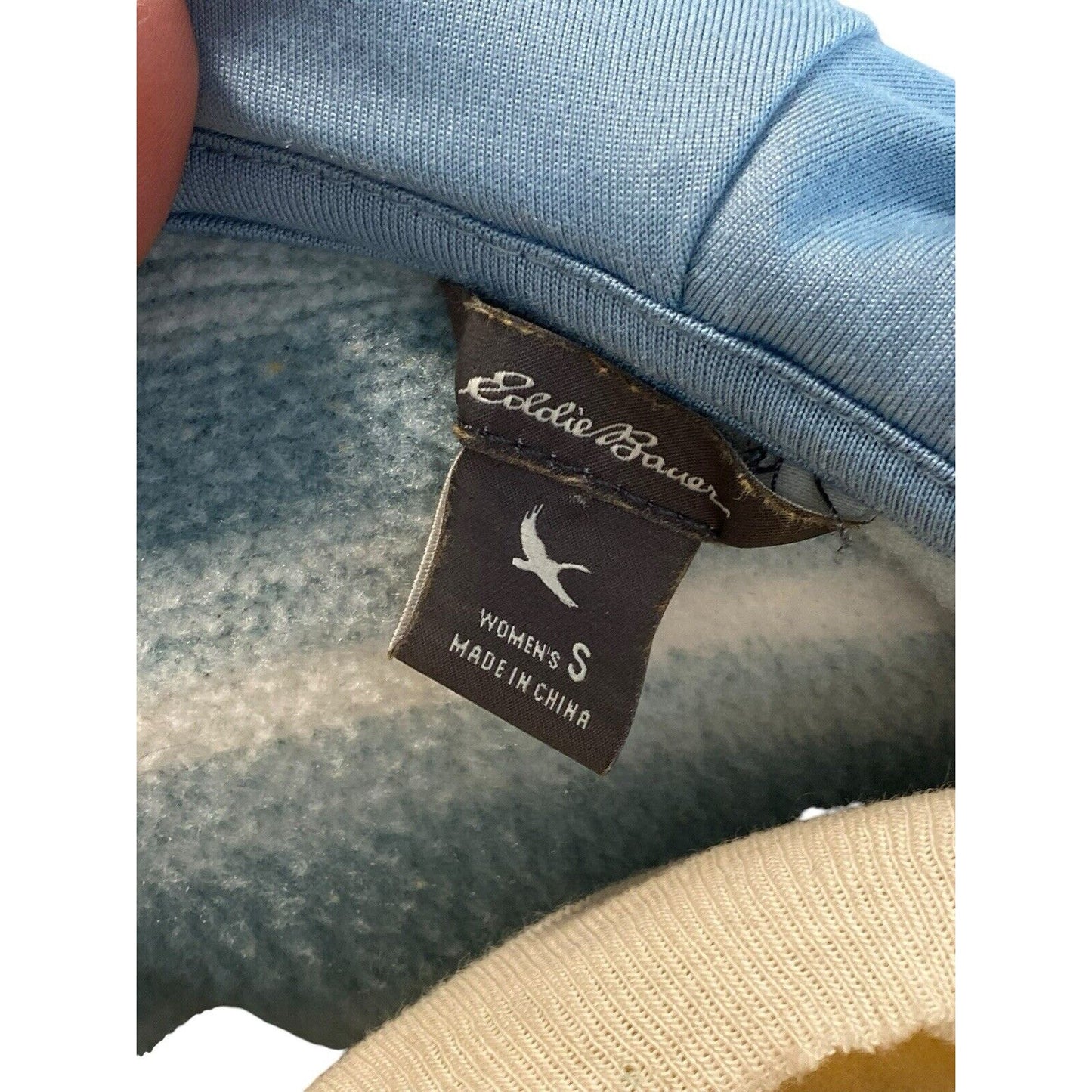 Size Small Eddie Bauer Hoodie Women Shirt Blue White Striped Pullover Pocket