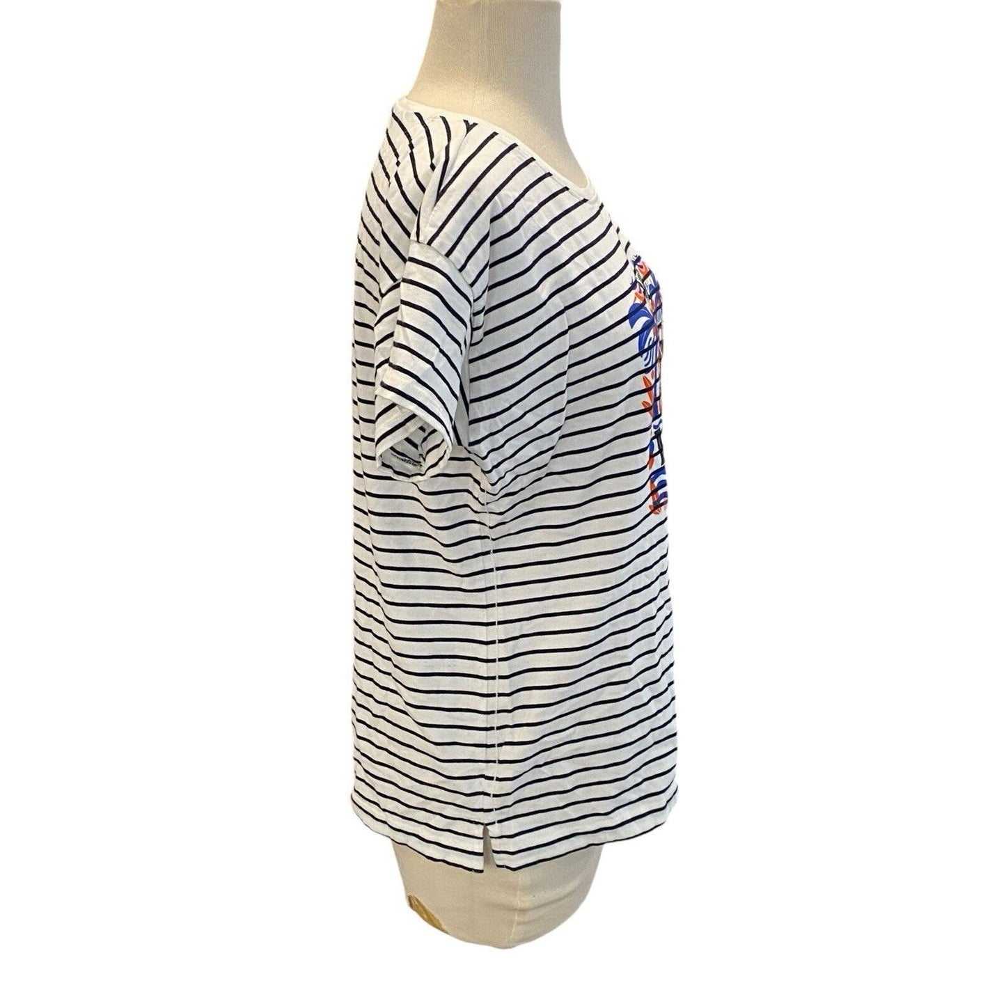 Size Small The Art Of Anthropologie T-shirt Bon Voyage Striped Graphic Shirt New