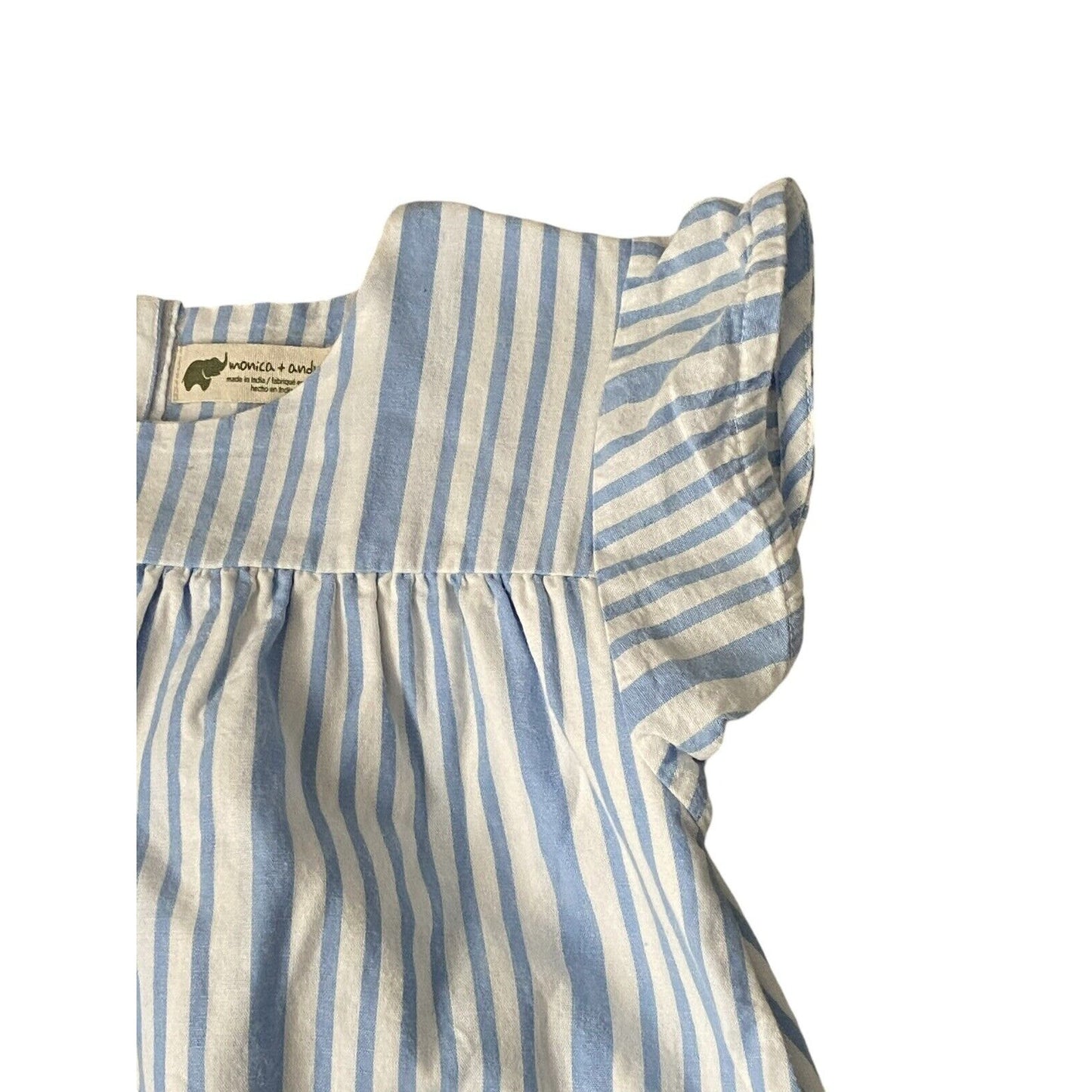 Size 8 Girls Monica + Andy Striped Organic Cotton Dress Preppy Blue White Stripe