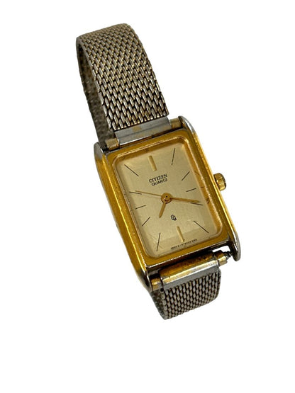 Citizen Women's Rectangular Face Watch Wristwatch Goldtone Working 36-5441