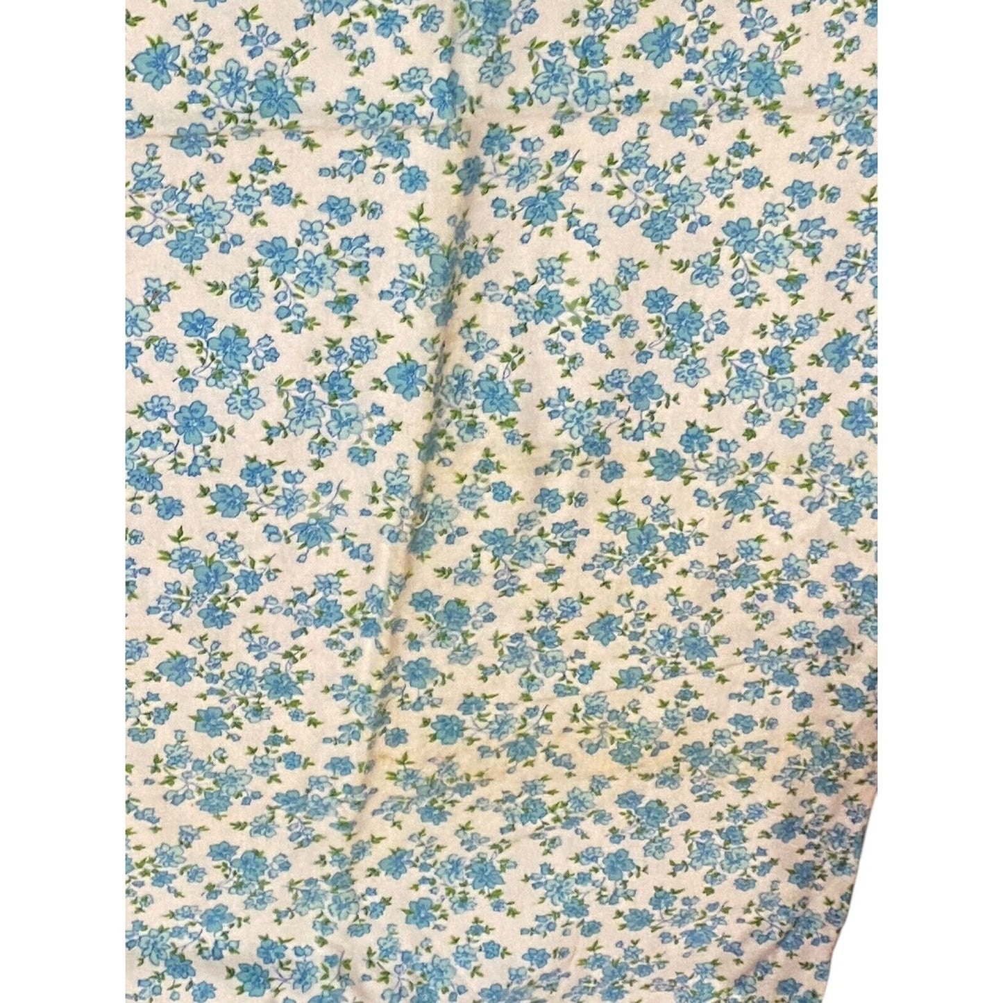 Vintage Cotton Flannel Fabric Blue Floral Flowers 37” X 36” Cutter Crafting