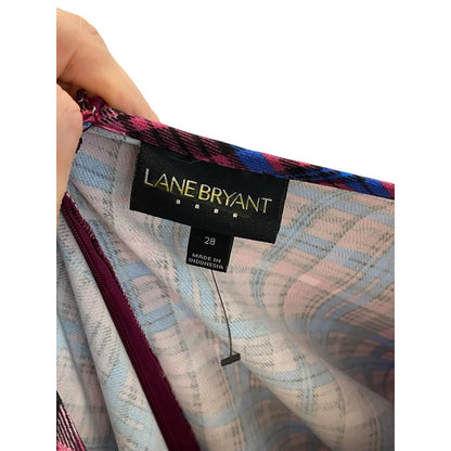 Size 28 Lane Bryant Purple Blue Pink Dress Long Sleeve Midi