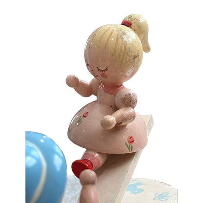 Vintage 1960s Wooden Nursery Lamp Young Designs Inc Boy/Girl Tested Works NY USA