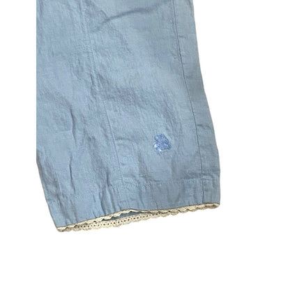 Size 8 (40 FR) Lulu Castagnette Cropped Wide Leg Pants Women Blue Linen