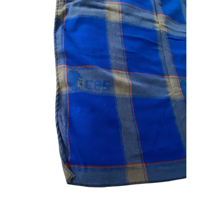 Aces Airline Blanket Wool Blue Plaid Made In Colombia Vintage 60”x40”