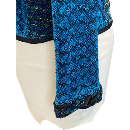 LAURA FISHER BONVALLET Handwoven Open Jacket Beauxchenes Fibre Art to Wear Teal