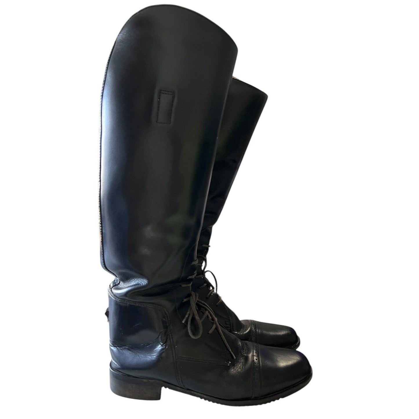 Amazonas Black Leather Lace Pull On Equestrian Riding Boots Size 7 R