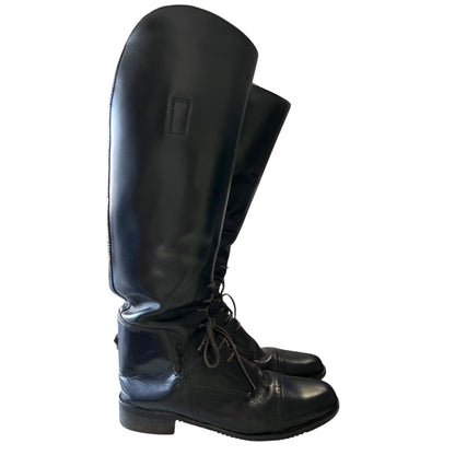 Amazonas Black Leather Lace Pull On Equestrian Riding Boots Size 7 R
