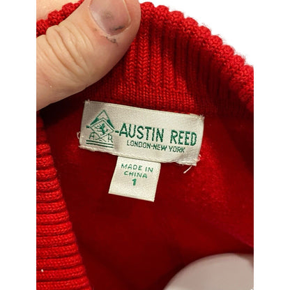 Size 1 Austin Reed Vintage Womens 100% Wool Red Full Zip Sweater Vtg